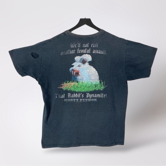 Monty Python‎ Killer Rabbit Men's Black T-Shirt VTG Comedy Movie Graphic L - Picture 1 of 13